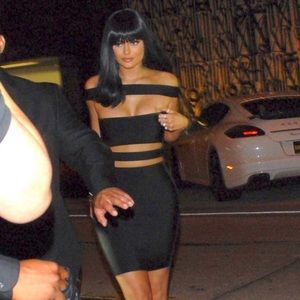 Kardashian Cut Out Strappy Black Bodycon Dress Size M